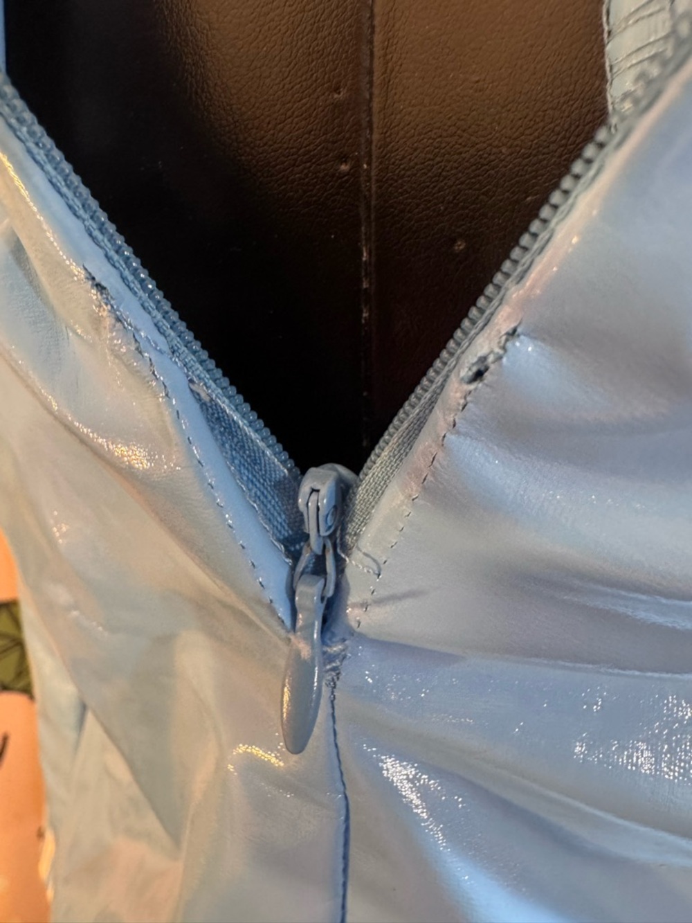 adidas x IVY PARK Light Blue 1/2 Zip Latex Mini Dress - Size Medium - Picture 15 of 16